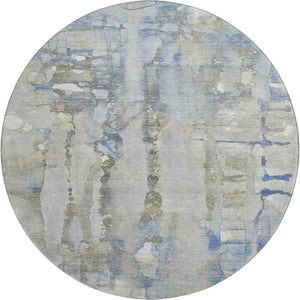 HomeRoots 8' X 10' Modern Sky Blue & Gray Abstract Washable Area Rug with UV Protection for Easy Care Homes 718524