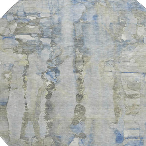 HomeRoots 8' X 10' Modern Sky Blue & Gray Abstract Washable Area Rug with UV Protection for Easy Care Homes 718524