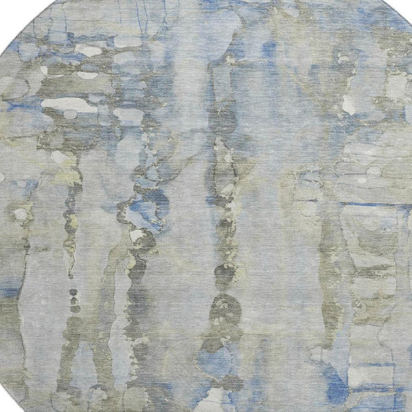 HomeRoots 8' X 10' Modern Sky Blue & Gray Abstract Washable Area Rug with UV Protection for Easy Care Homes 718524