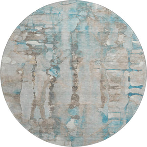 HomeRoots 8' X 10' Teal And Ivory Abstract Area Rug - Washable, UV Protected, Perfect for High-Traffic Spaces! 718530