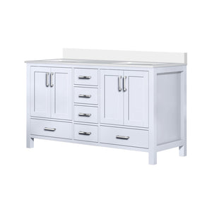English Elm White Double Bath Vanity With Cultured Marble Top - Elegant Design & Ample Storage, 60" W X 22" D B2731P259073-GIGA