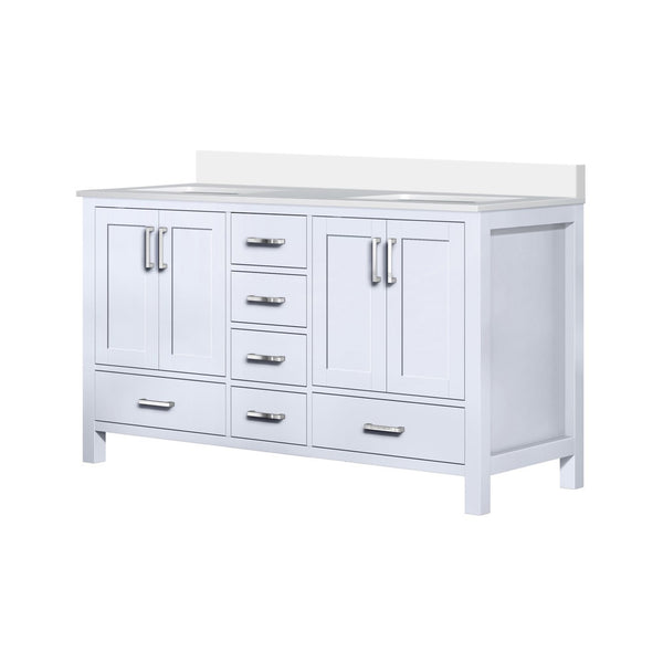 English Elm White Double Bath Vanity With Cultured Marble Top - Elegant Design & Ample Storage, 60" W X 22" D B2731P259073-GIGA