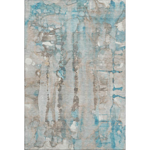 HomeRoots 10' X 14' Teal And Ivory Abstract Area Rug - Machine Washable, UV Protected, Perfect for Busy Homes 718532