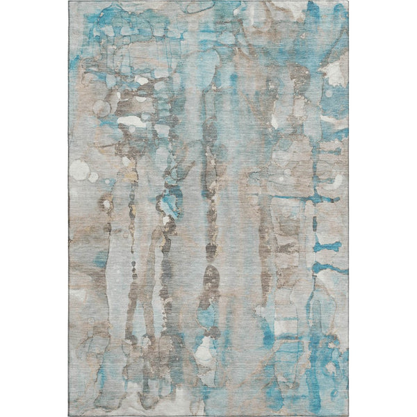 HomeRoots 10' X 14' Teal And Ivory Abstract Area Rug - Machine Washable, UV Protected, Perfect for Busy Homes 718532