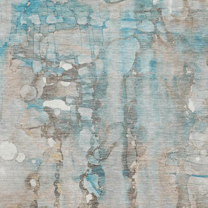 HomeRoots 10' X 14' Teal And Ivory Abstract Area Rug - Machine Washable, UV Protected, Perfect for Busy Homes 718532