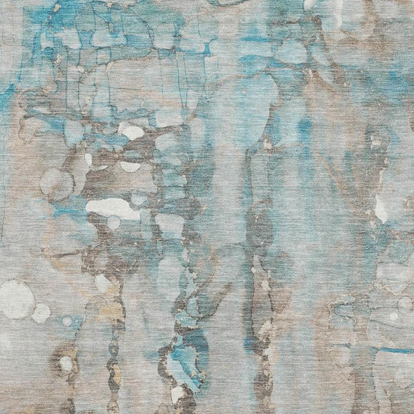 HomeRoots 10' X 14' Teal And Ivory Abstract Area Rug - Machine Washable, UV Protected, Perfect for Busy Homes 718532