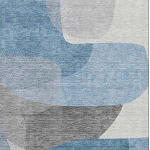 HomeRoots 9' X 12' Denim Blue & Gray Abstract Washable Area Rug – Stain-Resistant, UV Protected, Easy Care! 718537