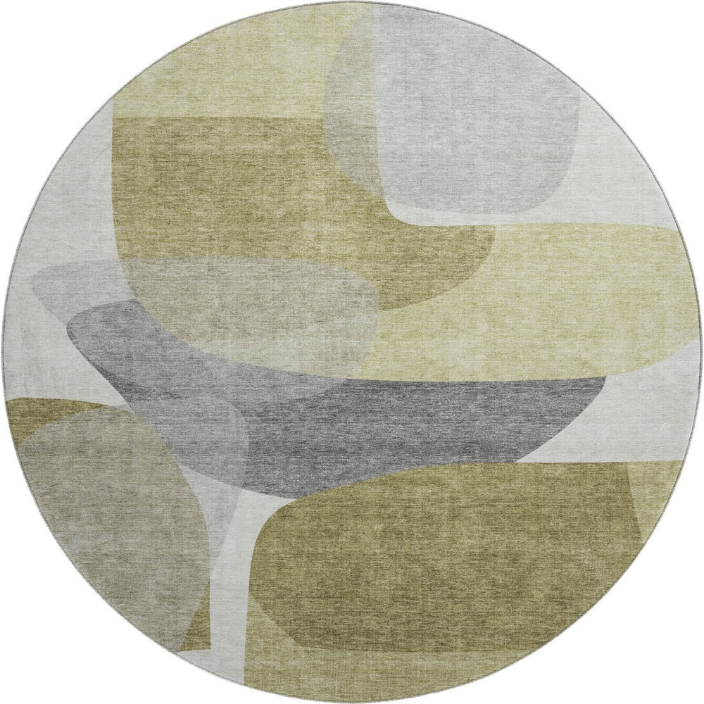 HomeRoots 8' X 10' Fern Green & Gray Abstract Washable Area Rug - UV Protected, Kid-Friendly & Stylish Decor 718543