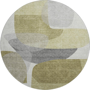 HomeRoots 8' X 10' Fern Green & Gray Abstract Washable Area Rug - UV Protected, Kid-Friendly & Stylish Decor 718543