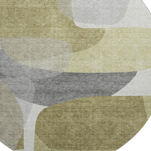 HomeRoots 8' X 10' Fern Green & Gray Abstract Washable Area Rug - UV Protected, Kid-Friendly & Stylish Decor 718543