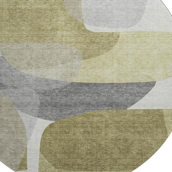 HomeRoots 8' X 10' Fern Green & Gray Abstract Washable Area Rug - UV Protected, Kid-Friendly & Stylish Decor 718543
