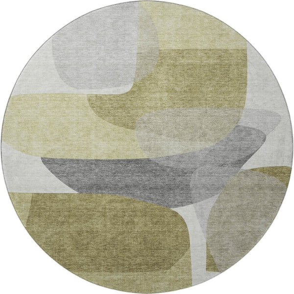 HomeRoots 8' X 10' Fern Green & Gray Abstract Washable Area Rug - UV Protected, Kid-Friendly & Stylish Decor 718543