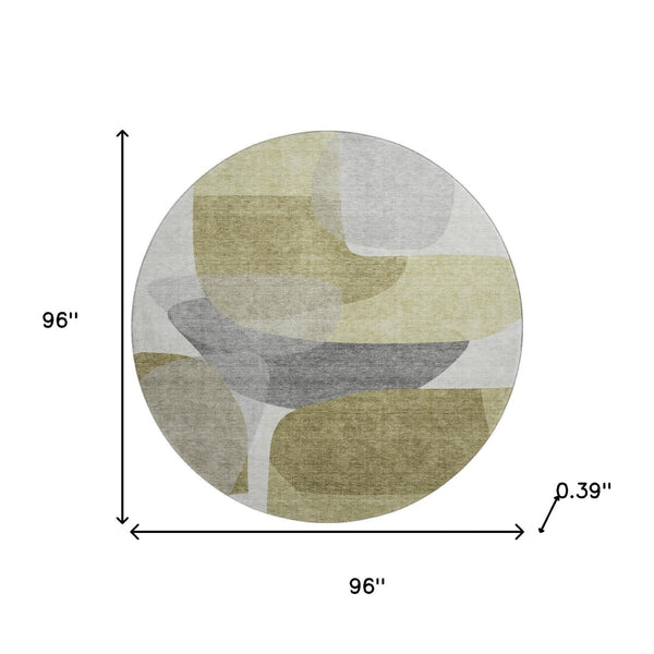 HomeRoots 8' X 10' Fern Green & Gray Abstract Washable Area Rug - UV Protected, Kid-Friendly & Stylish Decor 718543