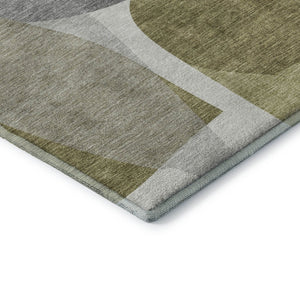 HomeRoots 9' X 12' Stylish Fern Green Gray Abstract Washable Area Rug with UV Protection for Busy Homes 718544