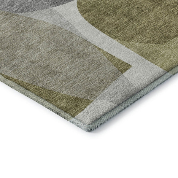 HomeRoots 9' X 12' Stylish Fern Green Gray Abstract Washable Area Rug with UV Protection for Busy Homes 718544