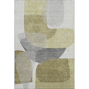 HomeRoots 10' X 14' Fern Green and Gray Abstract Area Rug - Modern, Washable, UV-Protected for Indoor/Outdoor Use 718545