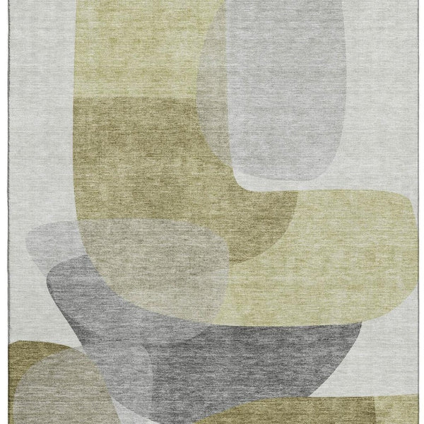 HomeRoots 10' X 14' Fern Green and Gray Abstract Area Rug - Modern, Washable, UV-Protected for Indoor/Outdoor Use 718545