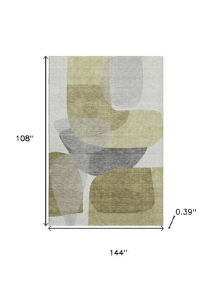 HomeRoots 10' X 14' Fern Green and Gray Abstract Area Rug - Modern, Washable, UV-Protected for Indoor/Outdoor Use 718545