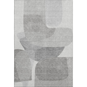 HomeRoots 5' X 8' Modern Linen and Gray Abstract Area Rug - Washable, UV Protected, Non-Slip, Pet Friendly! 718547