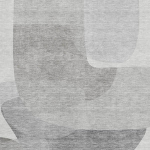 HomeRoots 5' X 8' Modern Linen and Gray Abstract Area Rug - Washable, UV Protected, Non-Slip, Pet Friendly! 718547