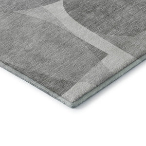 HomeRoots 5' X 8' Modern Linen and Gray Abstract Area Rug - Washable, UV Protected, Non-Slip, Pet Friendly! 718547