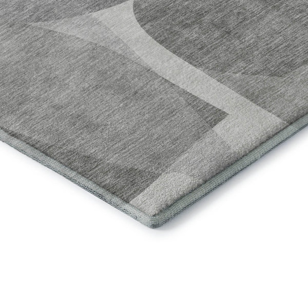 HomeRoots 5' X 8' Modern Linen and Gray Abstract Area Rug - Washable, UV Protected, Non-Slip, Pet Friendly! 718547