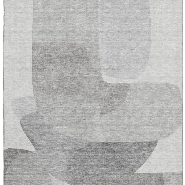 HomeRoots 5' X 8' Modern Linen and Gray Abstract Area Rug - Washable, UV Protected, Non-Slip, Pet Friendly! 718547