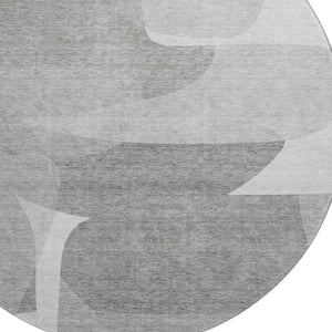 HomeRoots 8' X 10' Modern Linen & Gray Abstract Area Rug – Washable, UV-Protected, Pet-Friendly Design! 718549