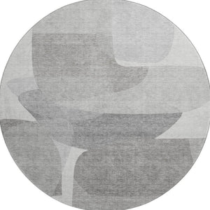 HomeRoots 8' X 10' Modern Linen & Gray Abstract Area Rug – Washable, UV-Protected, Pet-Friendly Design! 718549
