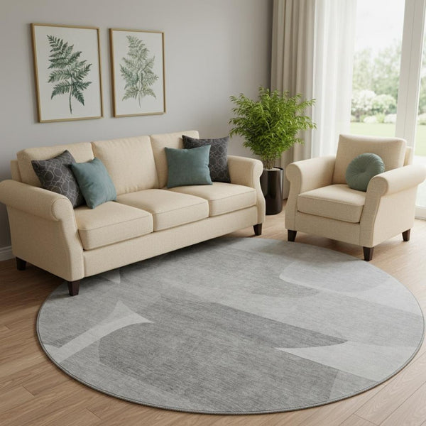HomeRoots 8' X 10' Modern Linen & Gray Abstract Area Rug – Washable, UV-Protected, Pet-Friendly Design! 718549