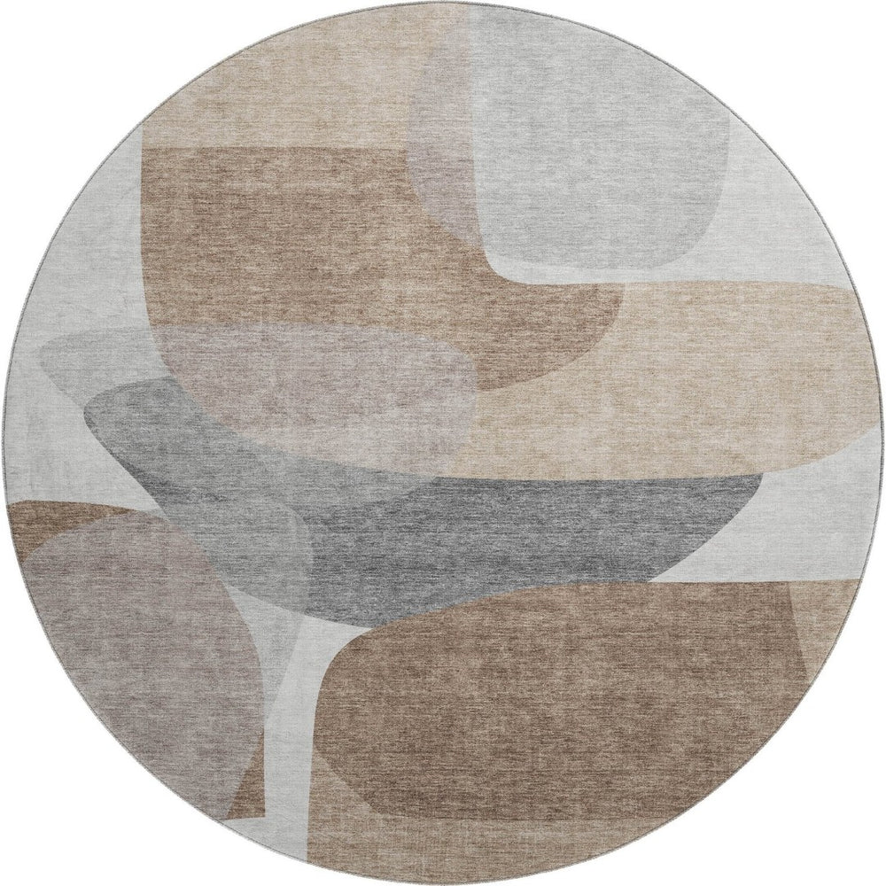 HomeRoots 8' X 10' Modern Coffee & Gray Abstract Area Rug - Washable, UV-Protected, Durable for Busy Homes 718555