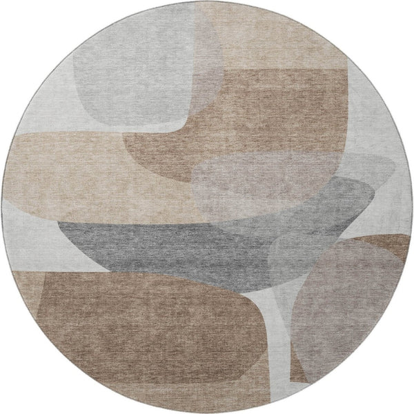 HomeRoots 8' X 10' Modern Coffee & Gray Abstract Area Rug - Washable, UV-Protected, Durable for Busy Homes 718555