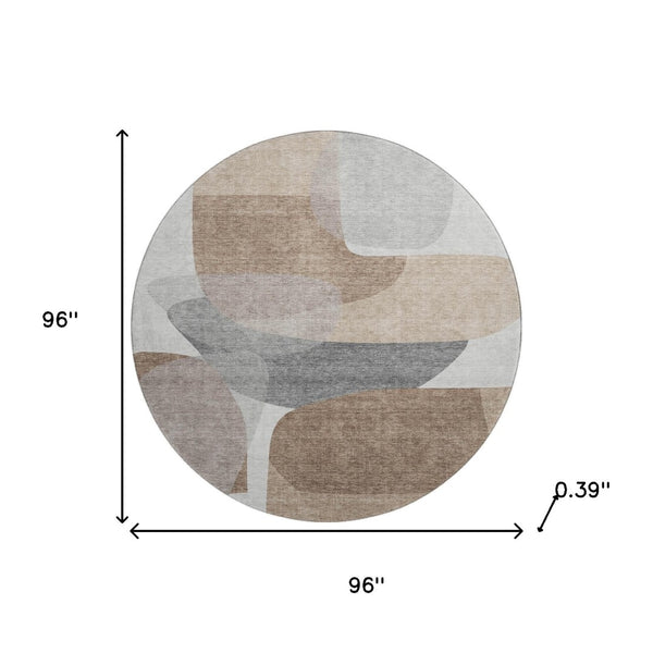 HomeRoots 8' X 10' Modern Coffee & Gray Abstract Area Rug - Washable, UV-Protected, Durable for Busy Homes 718555