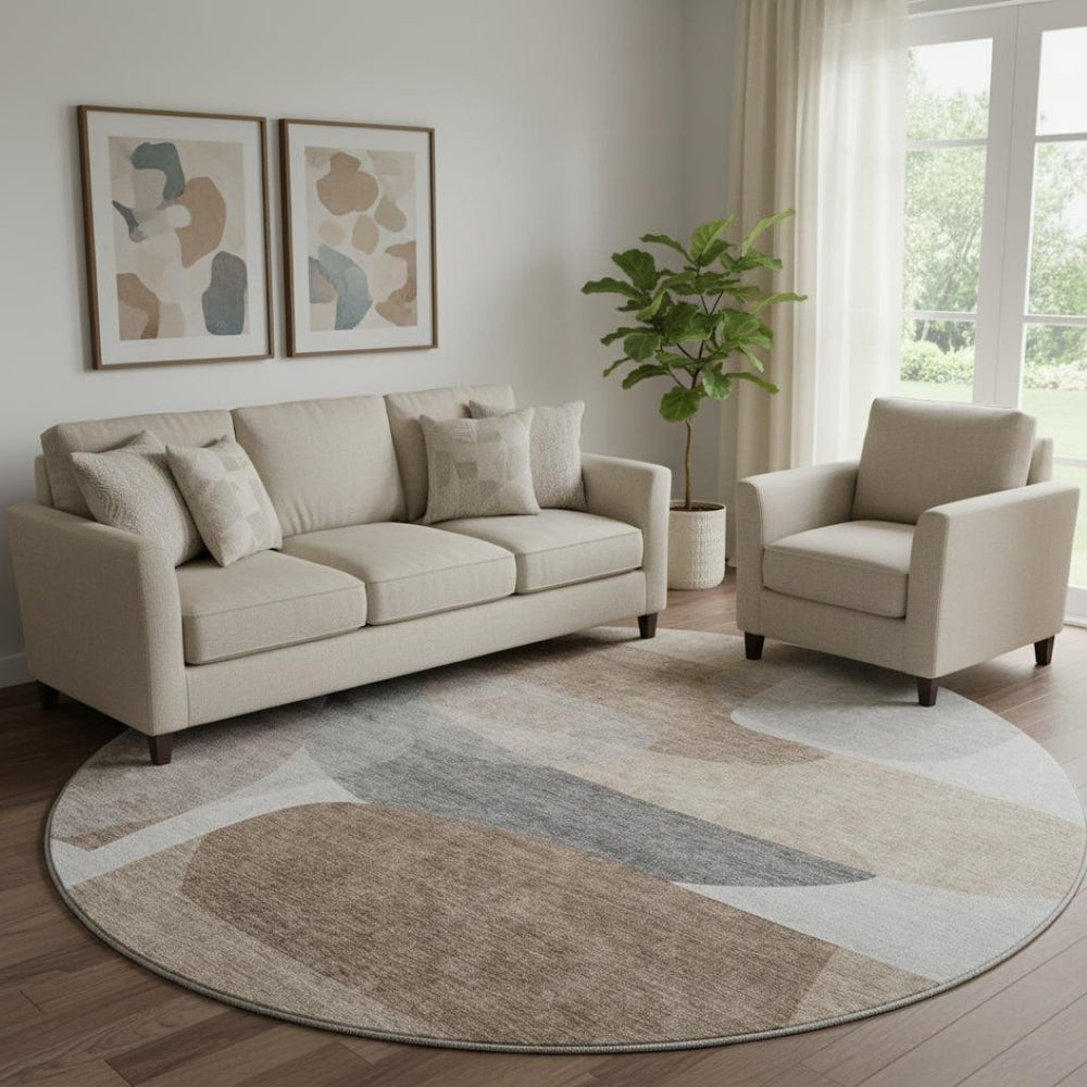 HomeRoots 8' X 10' Modern Coffee & Gray Abstract Area Rug - Washable, UV-Protected, Durable for Busy Homes 718555