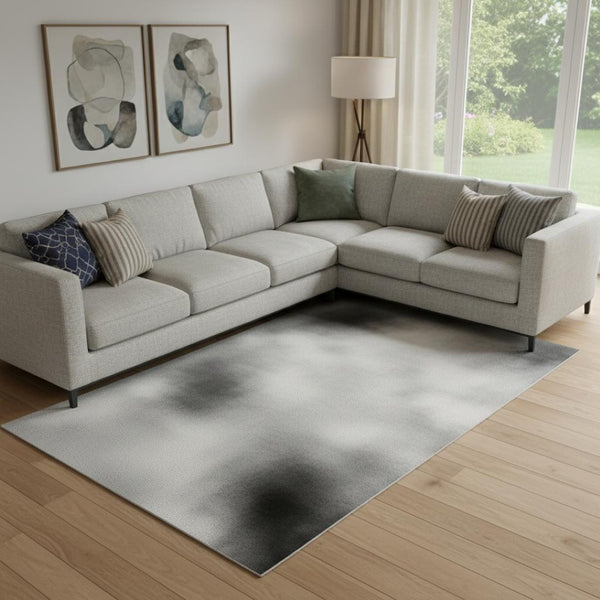 HomeRoots 9' X 12' Coffee and Gray Abstract Washable Area Rug - Durable, Stylish, UV-Protected for Modern Homes 718556