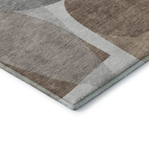 HomeRoots 10' X 14' Coffee and Gray Abstract Area Rug - Washable, UV-Protected, Soft & Stylish for Modern Homes 718557