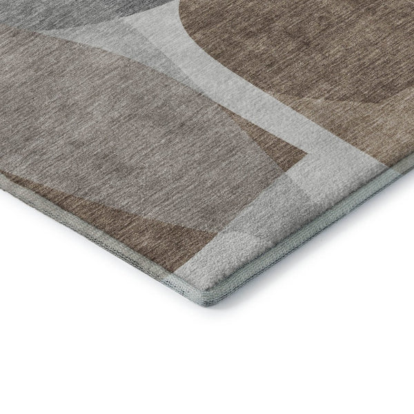 HomeRoots 10' X 14' Coffee and Gray Abstract Area Rug - Washable, UV-Protected, Soft & Stylish for Modern Homes 718557
