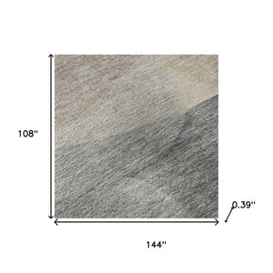 HomeRoots 10' X 14' Coffee and Gray Abstract Area Rug - Washable, UV-Protected, Soft & Stylish for Modern Homes 718557