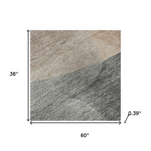 HomeRoots 5' x 8' Abstract Washable Area Rug in Rust & Gray - UV Protected, Non-Slip, Stylish & Durable Design 718559