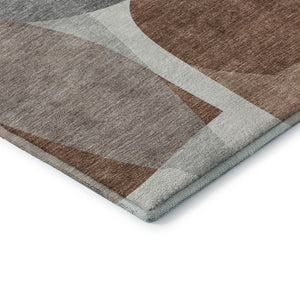 HomeRoots 5' x 8' Abstract Washable Area Rug in Rust & Gray - UV Protected, Non-Slip, Stylish & Durable Design 718559