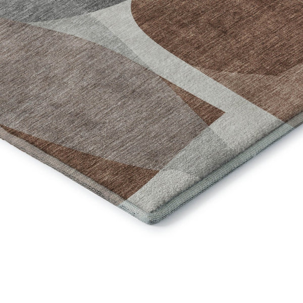 HomeRoots 5' x 8' Abstract Washable Area Rug in Rust & Gray - UV Protected, Non-Slip, Stylish & Durable Design 718559