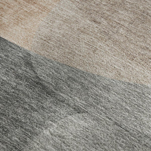 HomeRoots 8' Washable Round Rug in Rust and Gray - Stylish, UV-Protected, Stain-Resistant, Pet-Friendly Design 718560