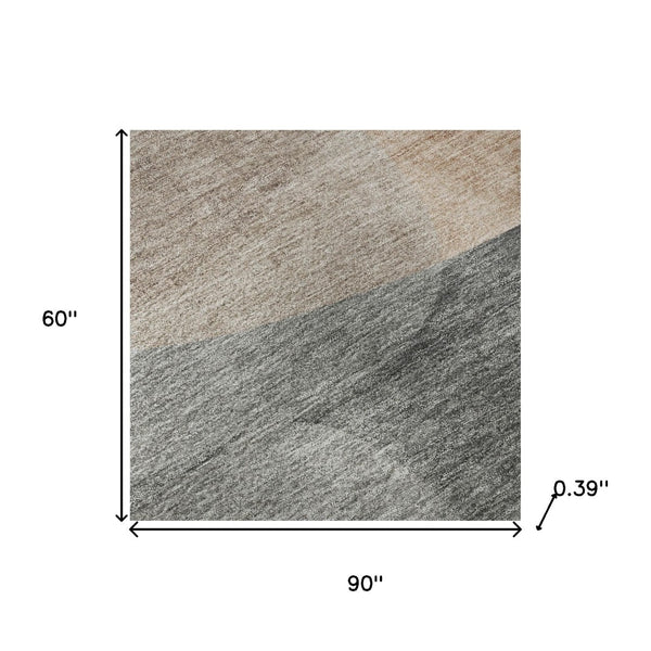 HomeRoots 8' Washable Round Rug in Rust and Gray - Stylish, UV-Protected, Stain-Resistant, Pet-Friendly Design 718560