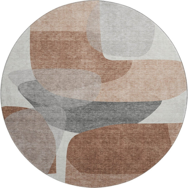 HomeRoots 8' X 10' Modern Rust and Gray Abstract Washable Area Rug with UV Protection for Busy Homes 718561