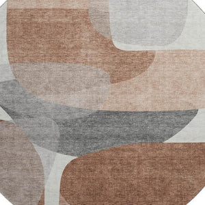 HomeRoots 8' X 10' Modern Rust and Gray Abstract Washable Area Rug with UV Protection for Busy Homes 718561