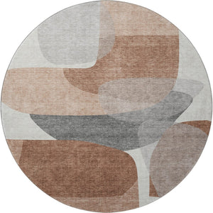HomeRoots 8' X 10' Modern Rust and Gray Abstract Washable Area Rug with UV Protection for Busy Homes 718561
