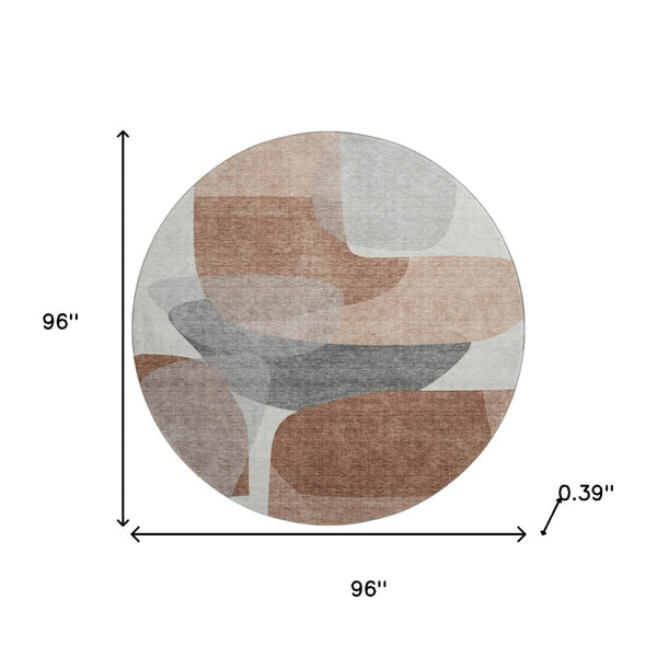 HomeRoots 8' X 10' Modern Rust and Gray Abstract Washable Area Rug with UV Protection for Busy Homes 718561