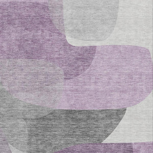 HomeRoots 5' X 8' Stunning Purple & Charcoal Abstract Washable Area Rug with UV Protection for Modern Homes 718565
