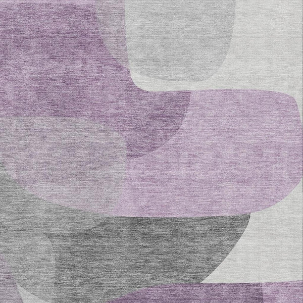 HomeRoots 5' X 8' Stunning Purple & Charcoal Abstract Washable Area Rug with UV Protection for Modern Homes 718565