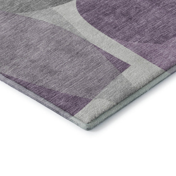 HomeRoots 5' X 8' Stunning Purple & Charcoal Abstract Washable Area Rug with UV Protection for Modern Homes 718565
